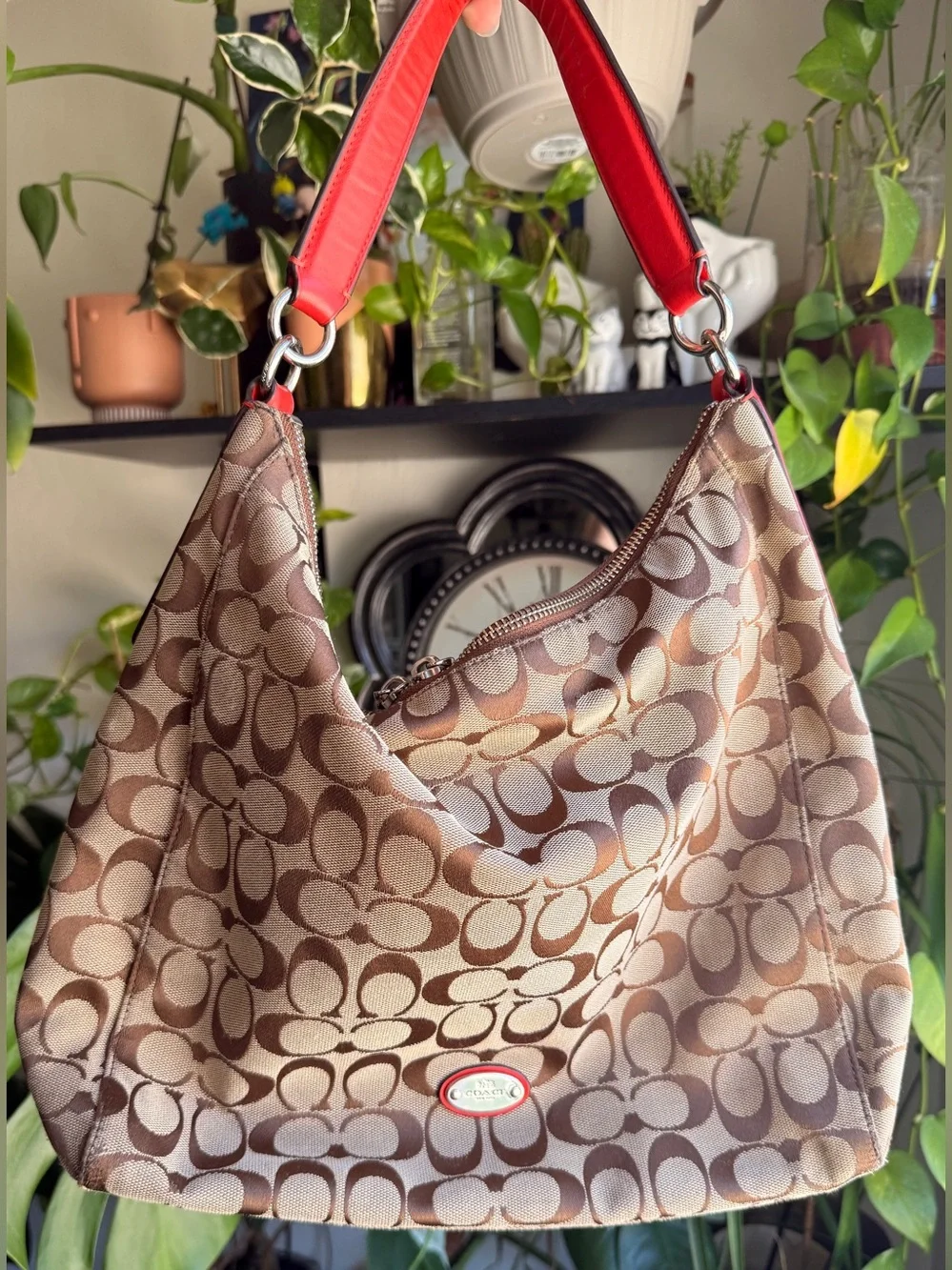 Coach Celeste Signature Hobo | Color: Red/Tan - F36377